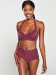 Pour Moi Hotspots Halter Underwired Bikini Top - Sangria, Sangria, Size 36Dd, Women Angria