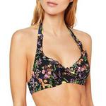 Pour Moi? Women's Hot Spots Halter Underwired Top Bikini, Black Floral, 36DD