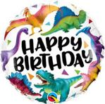 Qualatex 97381 18″ Birthday Colorful Dinosaurs Foil Balloon, Multicolor