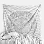 raajsee Grey Silver Mandala Ombre Tapestry Wall Hanging/Indian Cotton Boho Psychedelic Hippie Throw Tapestries//Elephant Wall Decor/Yoga Mat Beach Towel Blanket (White Silver Ombre, 140x210cms Twin)