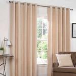 Rapport Chenille Eyelet Lined Curtains, Beige, 46x54 inches