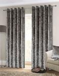 Rapport Crushed Velvet Eyelet Curtains, 66″ x 90″-Silver, Polyester, 1 x 229 x 168 cm