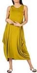 Re Tech UK Womens Ladies Baggy Lagenlook Racer Dress Loose Tulip Sleeveless Round Neck Mustard