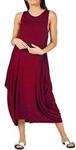 Re Tech UK Womens Ladies Baggy Lagenlook Racer Dress Loose Tulip Sleeveless Round Neck Wine