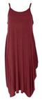 Re Tech UK Womens Ladies Cami Strap Baggy Lagenlook Dress Loose Tulip Sleeveless Round Neck Parachute Oversized Wine