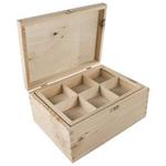 Rectangular Wooden Box with Removable 6 Compartments Tray | 28 x 21 x 13 cm | Memory Keepsake Trinket Storage | Clasp Closure | Unpainted & Untreated Plain Decorative Pinewood for Craft Decoupage