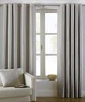 Riva Paoletti Atlantic Ringtop Eyelet Curtains (Pair) - Natural Beige - Woven Twill Fabric - Ready Made - 100% Polyester - 168cm width x 137cm drop (66″ x 54″ inches) - Designed in the UK