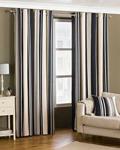 Riva Paoletti Broadway Ringtop Eyelet Curtains (Pair) - Black, Grey and Cream - Modern Striped Design - Ready Made - Room Darkening Design - PolyCotton - 168cm width x 229cm drop (66″ x 90″ inches)