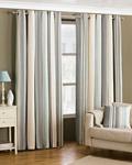 Riva Paoletti Broadway Ringtop Eyelet Curtains (Pair) - Blue, Grey and Cream - Modern Striped Design - Ready Made - Room Darkening Design - PolyCotton - 117cm width x 183cm drop (46″ x 72″ inches)