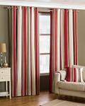 Riva Paoletti Broadway Ringtop Eyelet Curtains (Pair) - Red, Brown and Cream - Modern Striped Design - Ready Made - Room Darkening Design - PolyCotton - 168cm width x 229cm drop (66″ x 90″ inches)