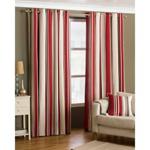 Riva Paoletti Broadway Ringtop Eyelet Curtains (Pair) - Red, Brown and Cream - Modern Striped Design - Ready Made - Room Darkening Design -...