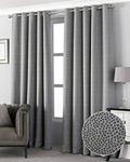 Riva Paoletti Pendleton Ringtop Eyelet Curtains (Pair) - Graphite Dark Grey - Modern Jacquard Weave - Ready Made - Room Darkening - 100% Polyester - 168cm width x 183cm drop (66″ x 72″ inches)