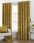 Riva Paoletti Verona Ringtop Eyelet Curtains (Pair) - Ochre Yellow - Velvet Feel - Crushed Velvet Look - Ready Made - 100% Polyester - 117cm width x 137cm drop (46″ x 54″ inches) - Designed in the UK