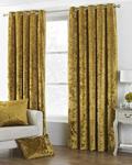 Riva Paoletti Verona Ringtop Eyelet Curtains (Pair) - Ochre Yellow - Velvet Feel - Crushed Velvet Look - Ready Made - 100% Polyester - 117cm width x 183cm drop (46″ x 72″ inches) - Designed in the UK
