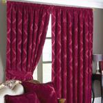 Riva Paoletti Winchester Pencil Pleat Curtains (Pair) - Raspberry Red- Traditional Diamond Jacquard - Ready Made - Tiebacks Included - Polyester - 90″ x 90″ (229 x 229cm)