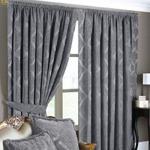 Riva Paoletti Winchester Pencil Pleat Curtains (Pair) - Silver Grey - Traditional Diamond Jacquard - Ready Made - Tiebacks Included - Polyester - 66″ x 72″ (168 x 183cm)