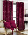 Riva Paoletti Winchester Ringtop Eyelet Curtains (Pair) - Raspberry Bed - Traditional Diamond Jacquard - Ready Made - Room Darkening - 100% Polyester - 168cm width x 183cm drop (66″ x 72″ inches)