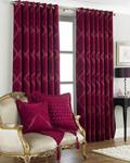 Riva Paoletti Winchester Ringtop Eyelet Curtains (Pair) - Raspberry Red- Traditional Diamond Jacquard - Ready Made - Room Darkening - 100% Polyester - 229cm width x 229cm drop (90″ x 90″ inches)