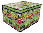 Roadworks Foldable Pop Up Room Tidy Storage Chest Toy Box for Girls and Boys, Fabric, Green, 50 x 30 x 40 cm