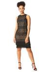 Roman Originals Women Cotton Lace Tassel Sleeveless Shift Dress - Ladies Flapper Evening Special Occasion Party New Year Christmas 1920 Sleeveless Knee Length LBD Dress - Black - Size 12