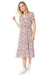 Roman Originals Women Ditsy Floral Tiered Midi Dress - Ladies Daywear Everyday Casual Spring Summer Garden Party BBQ Holiday Cruise Short Sleeve Elasticated Waist Midi Dresses - Pink - Size 10