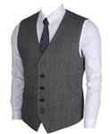 RUTH&BOAZ 2Pockets 5Buttons Wool Herringbone/Tweed Suit Waistcoat (S, Herringbone Navy)