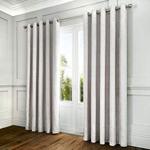 Serene - Portobello - Ready Made Lined Eyelet Curtains - 66″ Width x 90″ Drop (168 x 229cm), Silver