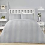 Serene - Waffle Stripe - Easy Care Duvet Cover Set - King Bed Size in Silver