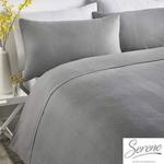 Serene - Waffle Stripe - Easy Care Duvet Cover Set - Single Bed Size in Charcoal