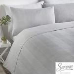 Serene - Waffle Stripe - Easy Care Duvet Cover Set - Single Bed Size in Silver