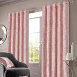 Sienna Crushed Velvet Eyelet Curtains 46″ x 54″, Blush Pink, 46″ wide x 54″ drop