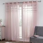 Sienna Latina Pair of 2 x Diamante Glitzy Voile Net Curtains Eyelet Ring Top Window Panels, Blush Pink - 55 wide x 87 drop