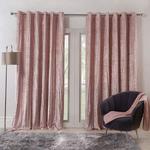 Sienna Valencia Crinkle Velvet Curtains Pair of Ring Top Window Treatment Panels, Blush Pink, 46″ width x 54″ drop