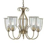 Silhouette 5 Light Antique Brass With Seeded Clear Glass Pendant 5X60 Watt E14 Lamps not included