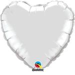 Silver Qualatex 9″ Foil Heart Shaped Balloons x 2