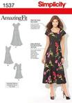 Simplicity Sewing Pattern 1537: Misses' and Plus Amazing Fit Dress, Size AA, Paper, White, (10-12-14-16-18)