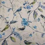 Skylark Bird Song Larkspur Blue Cotton Curtain Designer Material Sewing Upholstery Curtain Craft Fabric (A Sample)