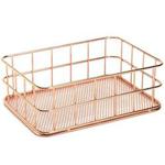 SODIAL Storage Basket metal Wire Bathroom Shelves Makeup Organiser Rose Gold Brush Pen Holder Wire Mesh Bathroom Toiletries Storage Basket