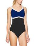 Speedo Women's Aqua Jewel Swimsuit, Black/Deep Indigo/White, Size 38