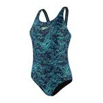 Speedo Women's Boom All Over Muscle Back Swimsuit, Multicoloured (Navy/Aqua Splash/Brt), 10/32 (Manufacturer Size: 36)