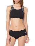 Speedo Women's Boom Placement 2-Piece Swimsuit, Black/White, 36 (UK 14)