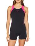 Speedo Women's Boom Splice Legsuit Leg Suit, Black/Electric Pink, 30 (8 UK)