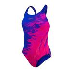 Speedo Women's Dashflash Placement Powerback Swimsuit, Ultrasonic/Electric Bubble Gum Pink, Size 10 UK