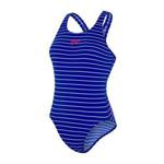 Speedo Women's Essential Endurance + Printed Medalist Costume, Stripe Chroma Blue/White, 40 (18 UK)