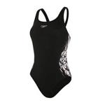 Speedo Women's Fluidreflect Placement Pbck Swimsuit, Black/White, 38 (16 UK)