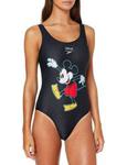 Speedo Women's Mickey Placement U Back Swimsuit, Black/Red/Yellow/White, 32 (UK 10)