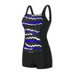 Speedo Women's Penny Tankini Swimsuit, Strobewhirl Black/Chroma Blue/White, 40 (18 UK)