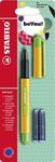 STABILO beCrazy! Rollerball Pen with 3 Blue Ink Cartridges - Sunny Yellow/Apple Green