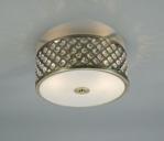 Stunning Flush Ant.Bras Ceiling Light 2 Light With Crystal Glass & Opal