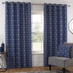 Sundour Kelso Navy Eyelet Curtains 90″ x 72″ Geometric Fully Lined Pair